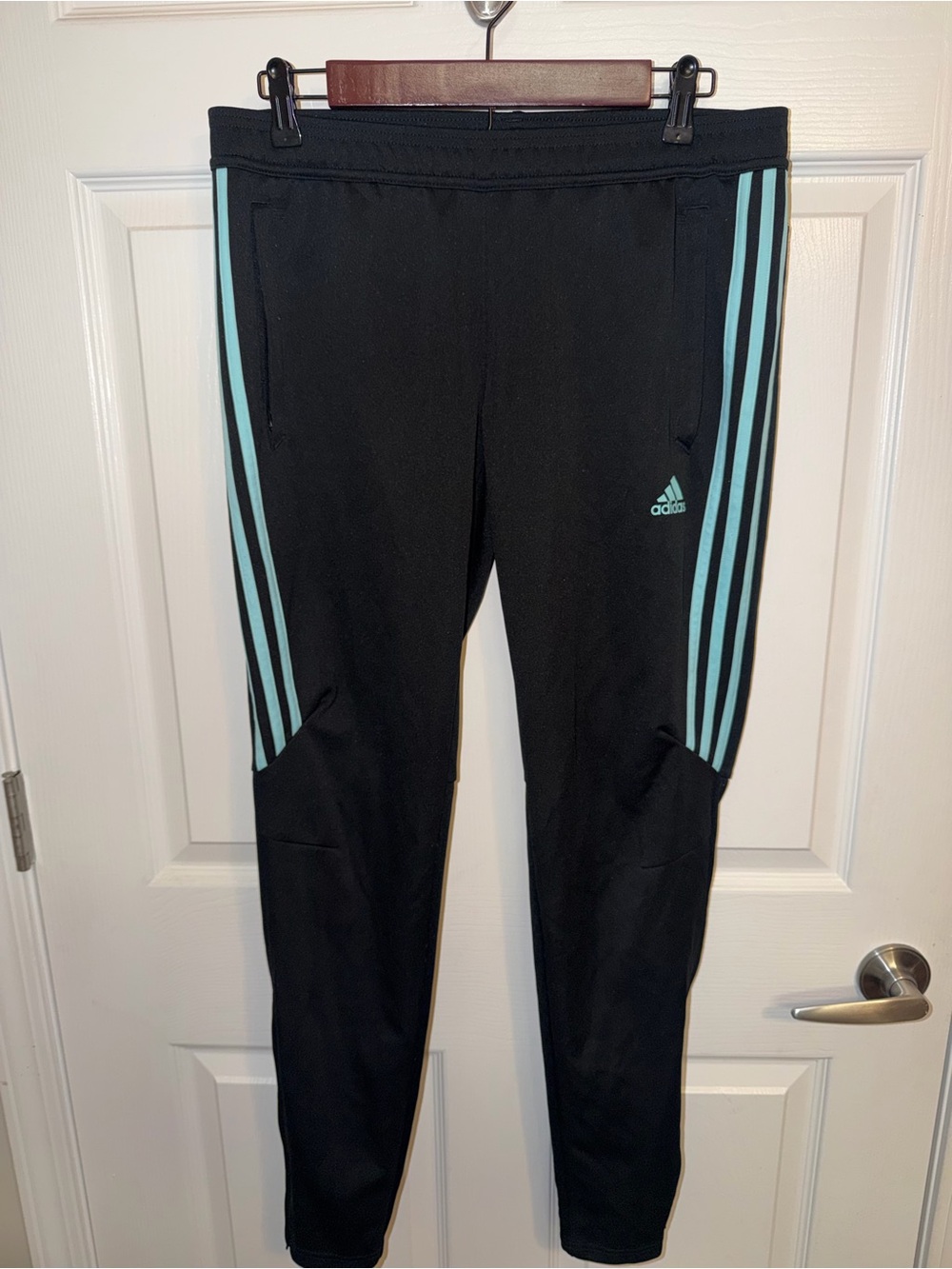 adidas Black Joggers with Mint Three-Stripes